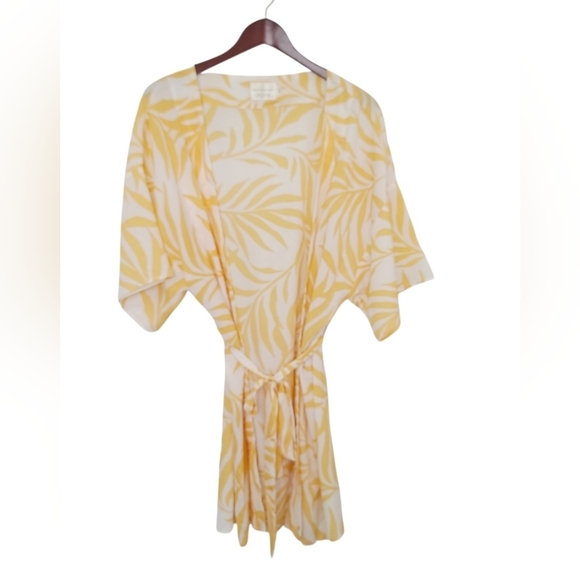 Maison du Soir Magnolia Luxe Yellow Patterned Robe Size XS/S - Picture 2 of 5